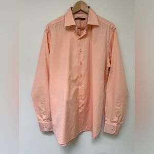 Hammermade Peach (w/contrast cuff & collar) Button Up Dress Shirt - Sz 41/16